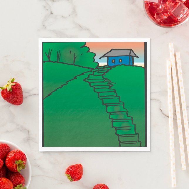 Serviette En Papier Maison sur une colline verte (Créateur téléchargé)