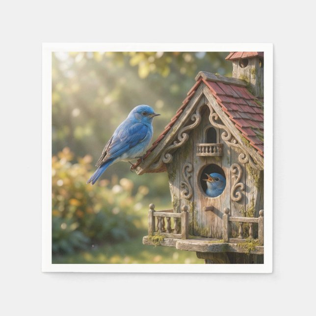 Serviette En Papier Maisonnette victorienne avec Merlesbleus (Devant)