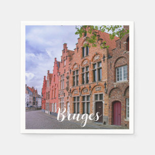 Serviette En Papier Maisons médiévales en briques colorées à Bruges, B