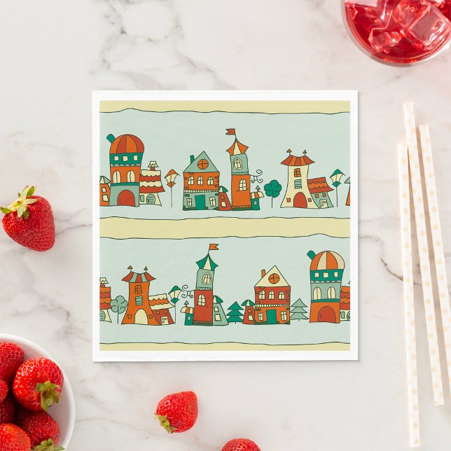 Serviette En Papier Maisons Wonky (Créateur téléchargé)