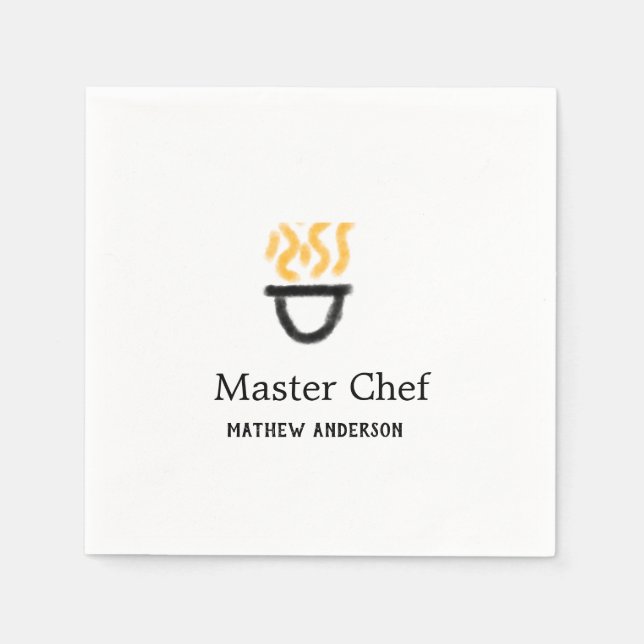 Serviette En Papier Maître chef ajouter nom poêle noir fumée de feu ja (Devant)