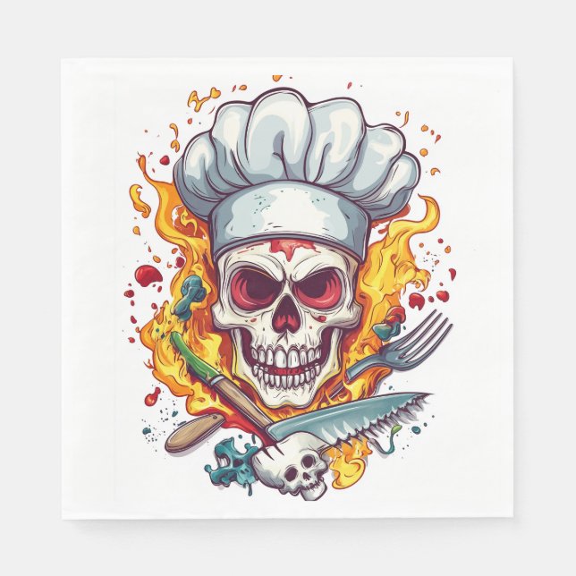 Serviette En Papier Maître de cuisine Crâne Chef (Devant)