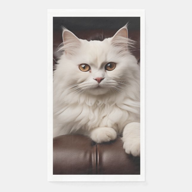 Serviette En Papier Majestic white cat (Devant)