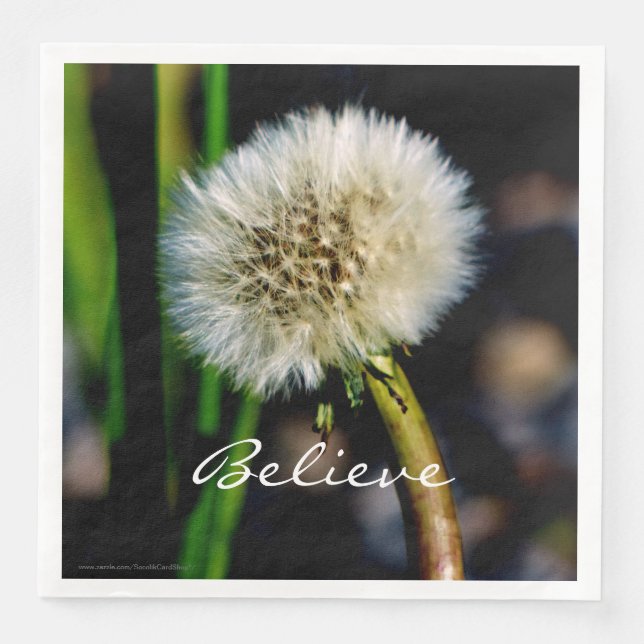 Serviette En Papier Make a Wish, Believe, Dandelion (Devant)