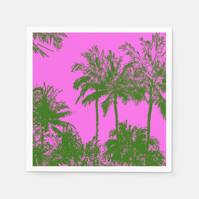 Serviette En Papier Makena Beach Hawaiian Sketchy Palms (Devant)