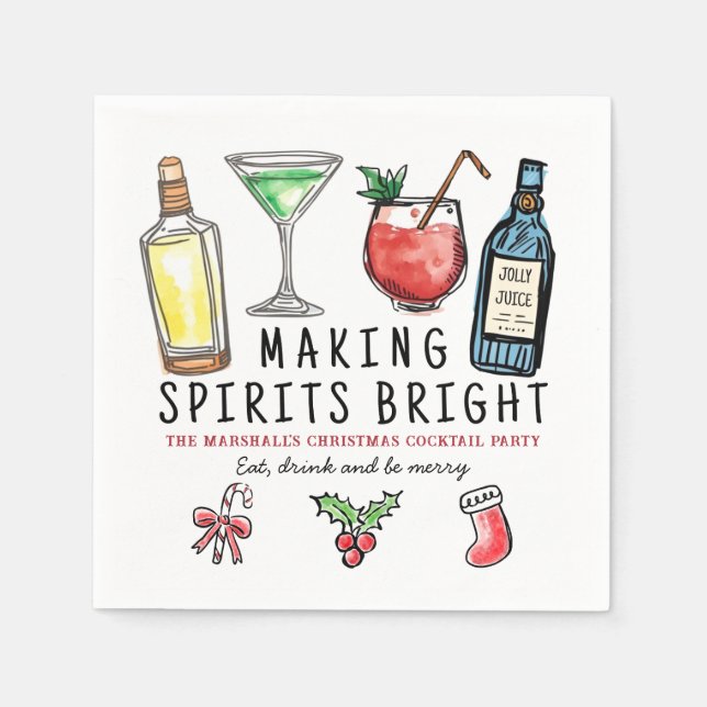 Serviette En Papier Making Spirits Bright Drinks Christmas Cocktail (Devant)