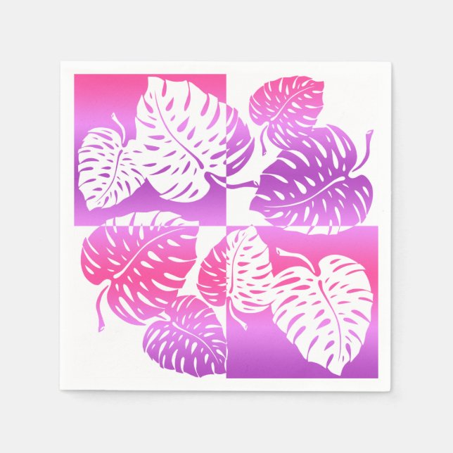 Serviette En Papier Makua Monstera Tropical Hawaiian Striped Blend (Devant)