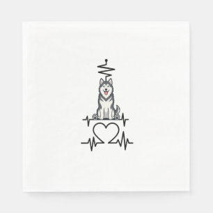 Serviette En Papier Malamute d'Alaska Rythme Cardiaque Ligne Cœur Patt