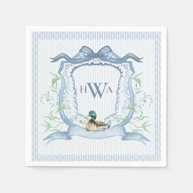 Serviette En Papier Mallard Canard Monogramme (Devant)