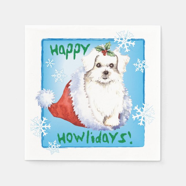 Serviette En Papier Maltais de Noël (Devant)