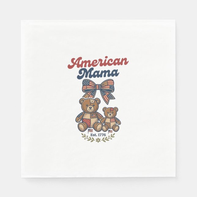 Serviette En Papier Mama Américaine Ours Patriote Patchwork Vector Des (Devant)