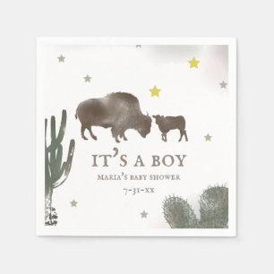 Serviette En Papier Mama Baby Buffalo Cactus Boy Baby shower Napkins