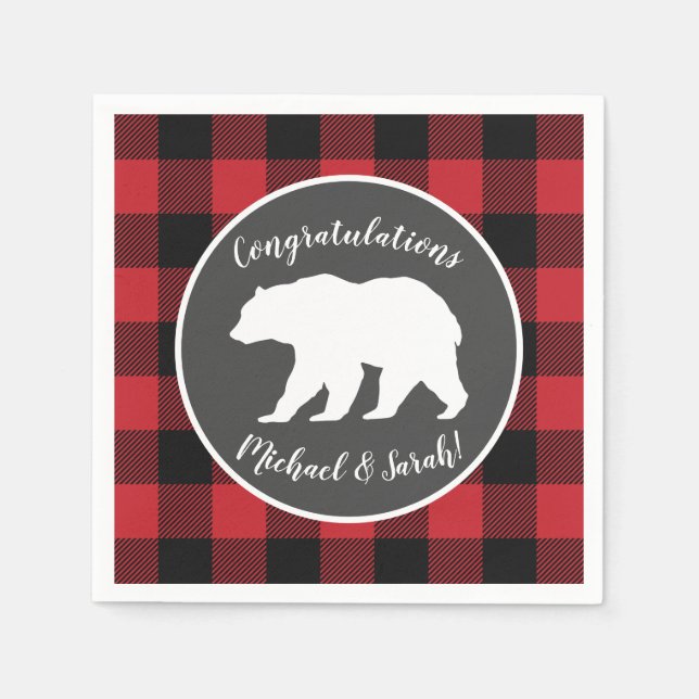 Serviette En Papier Mama Bear Baby Shower Woodland Lodge (Devant)
