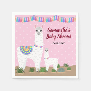 Serviette En Papier Mama Llama et le Baby shower à points de la pochet