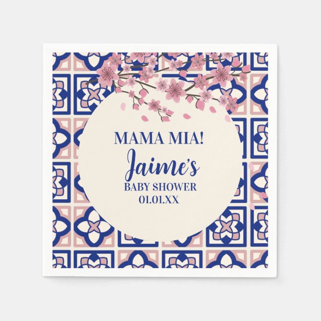 Serviette En Papier Mama Mia Baby Shower Cherry Blossoms (Devant)