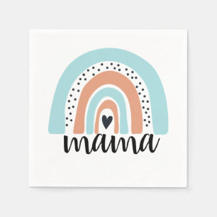 Serviette En Papier Mama Rainbow Blue Peach