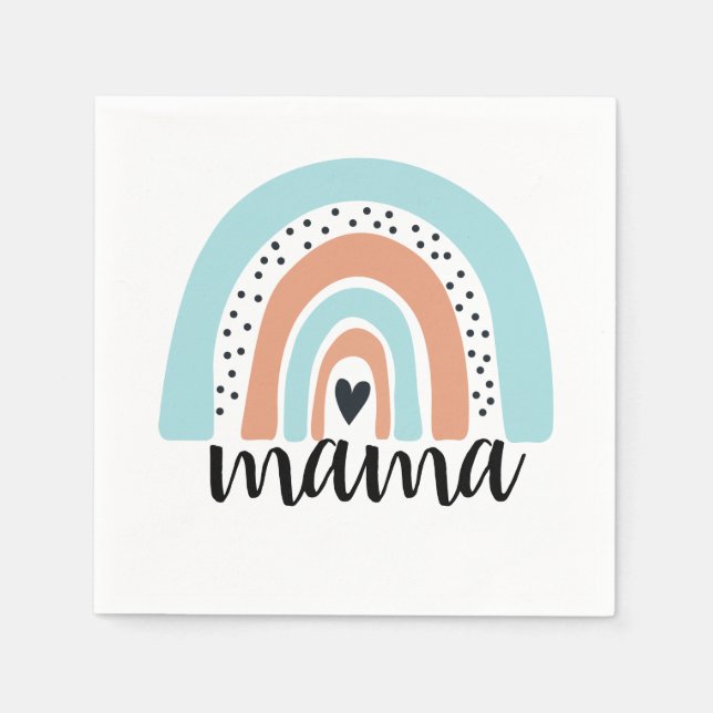 Serviette En Papier Mama Rainbow Blue Peach (Devant)