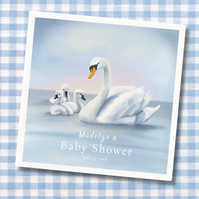 Serviette En Papier Mama Swan avec Baby shower bébé (Créateur téléchargé)