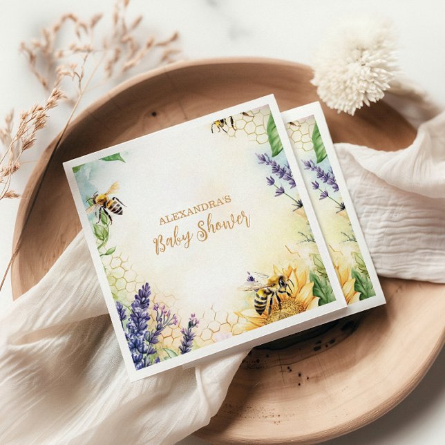 Serviette En Papier Mama to Bee Fleur sauvage Honeybee Mommy Baby show (Créateur téléchargé)