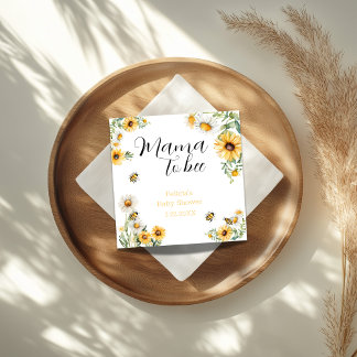 Serviette En Papier Mama to Bee Fleurs jaunes Bumblebee Baby shower