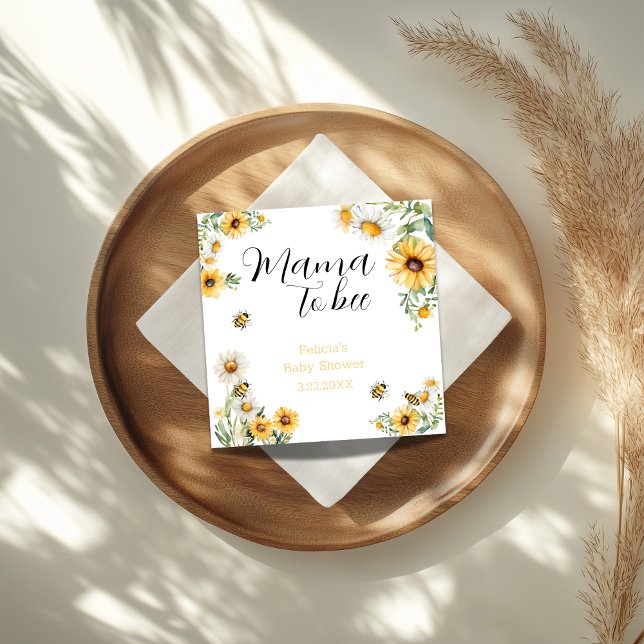 Serviette En Papier Mama to Bee Fleurs jaunes Bumblebee Baby shower (Créateur téléchargé)