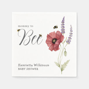 Serviette En Papier Maman à Bee Poppy Lavande Fleurie Baby Shower