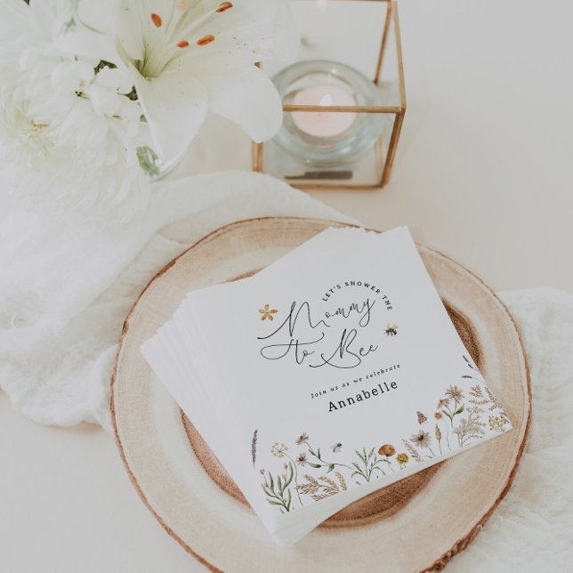 Serviette En Papier Maman à être fleur sauvage baby shower (Créateur téléchargé)