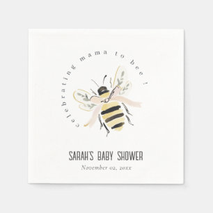 Serviette En Papier Maman abeille Cute Pastel Fête de bébé neutre