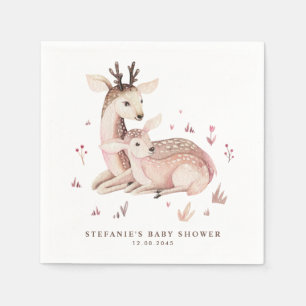 Serviette En Papier Maman Bohème et Petit Faon Fête de Naissance en Fo