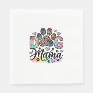 Serviette En Papier Maman Chien Patte Léopard Arc-en-ciel Aquarelle Cœ