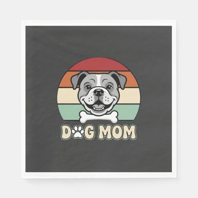 Serviette En Papier Maman Chien Rétro Bulldog Vector (Devant)