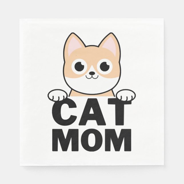 Serviette En Papier Maman de chat drôle (Devant)