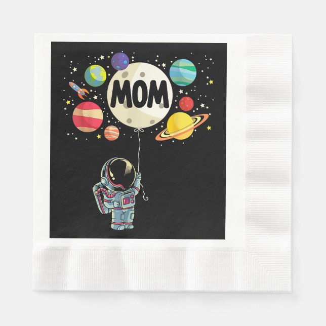 Serviette En Papier Maman de l'astronaute spatial du garçon d'annivers (Devant)