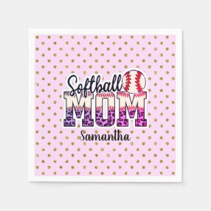 Serviette En Papier Maman de softball au nom personnalisé Points pol