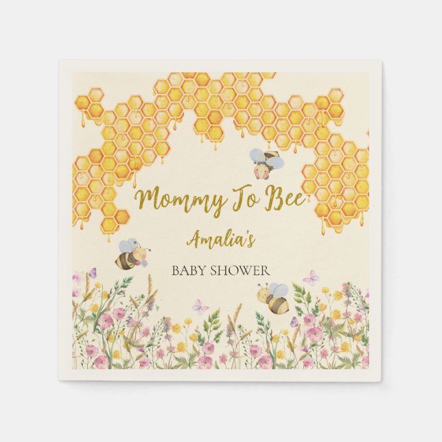Serviette En Papier Maman devient abeille Fête bébé abeille bourdon Fl (Devant)