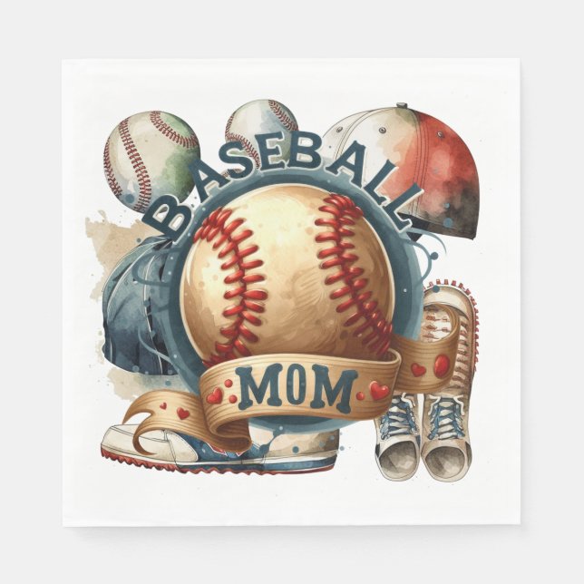 Serviette En Papier Maman du baseball (Devant)