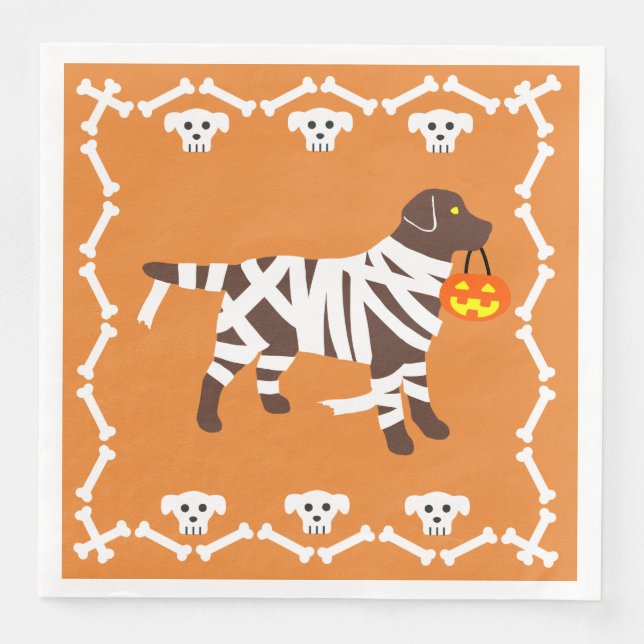 Serviette En Papier Maman du Labrador au chocolat d'Halloween (Devant)