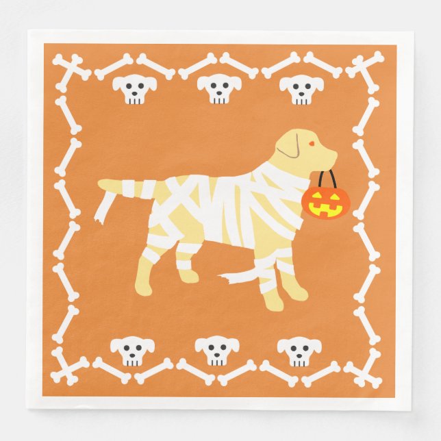 Serviette En Papier Maman du Labrador jaune d'Halloween (Devant)