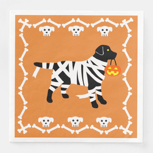 Serviette En Papier Maman du Labrador noir d'Halloween (Devant)