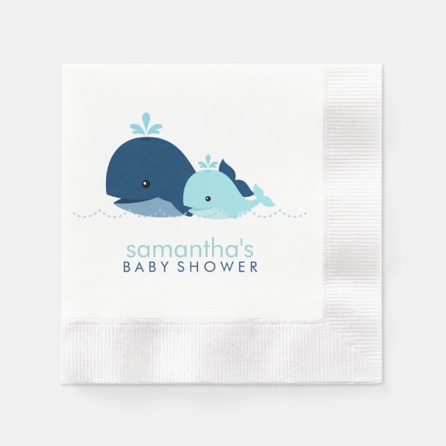 Serviette En Papier Maman et Baby Whale Baby shower {blue} (Devant)
