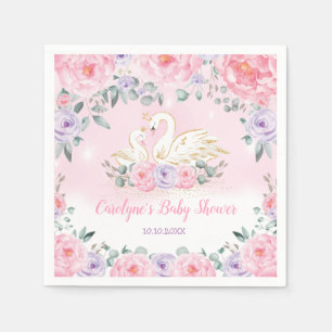Serviette En Papier Maman et bébé Swan Princess   Fleurs violettes ros