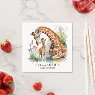 Serviette En Papier Maman et moi girafe aquarelle Baby Shower
