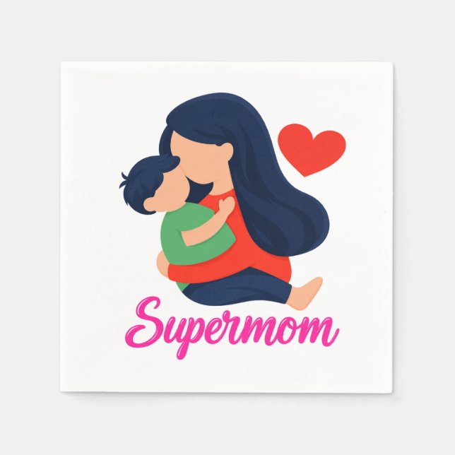 Serviette en papier Maman géniale Mère et enfant (Devant)