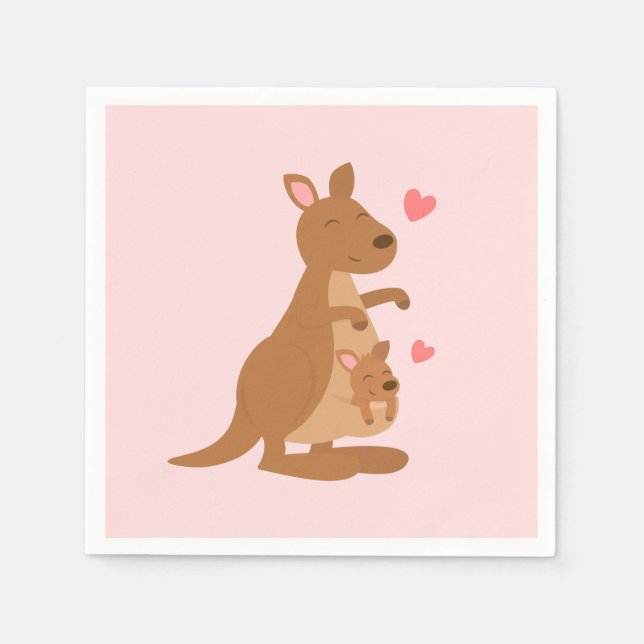 Serviette En Papier Maman Kangaroo et Baby Joey Baby shower (Devant)