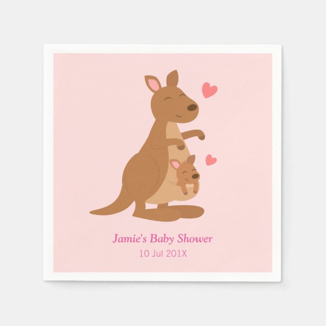 Serviette En Papier Maman Kangaroo et bébé Joey Baby shower serviettes (Devant)