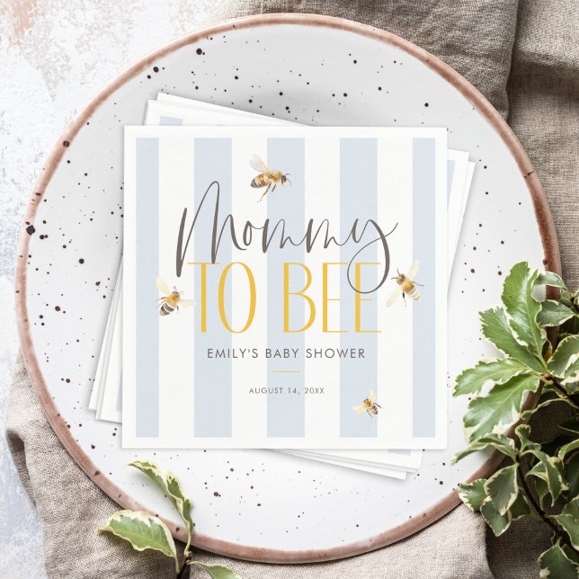 Serviette En Papier Maman to Bee Baby shower bleu miel (Créateur téléchargé)