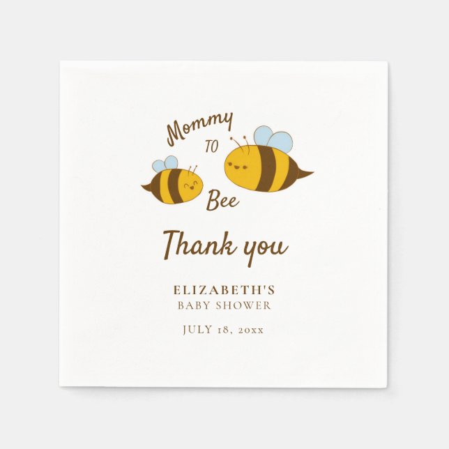Serviette En Papier Maman to Bee Baby shower Merci mignonne Jaune (Devant)