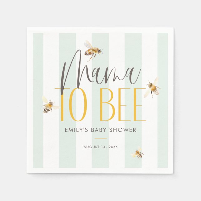 Serviette En Papier Maman to Bee Honey Baby shower vert (Devant)
