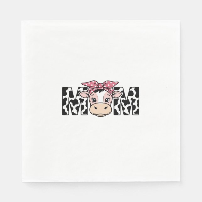 Serviette En Papier Maman Vache Mignonne Nœud Conception Graphique_1 (Devant)