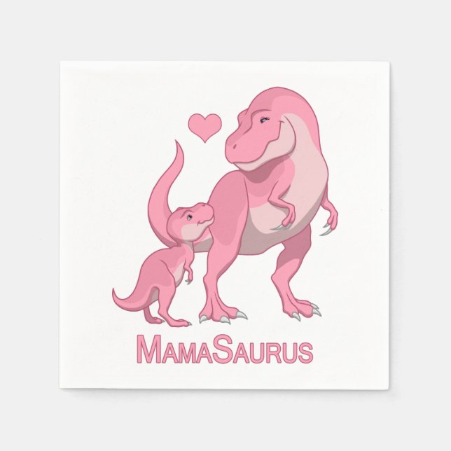 Serviette En Papier MamaSaurus T-Rex et bébé fille Dinosaures (Devant)